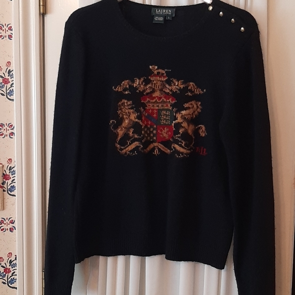 Lauren Ralph Lauren Lambswool Crest Sweater Size L - Picture 1 of 5